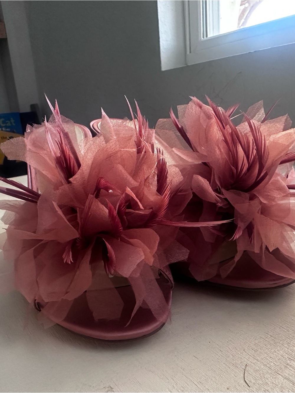 Sam Edelman Rose Pink Feathered Pom Slide Mules - Picture 6 of 8